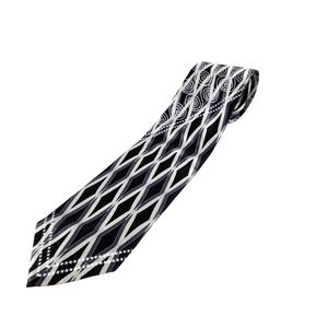 Stevenland NWT Black Silver Geometric 100% Silk Tie Men's OS